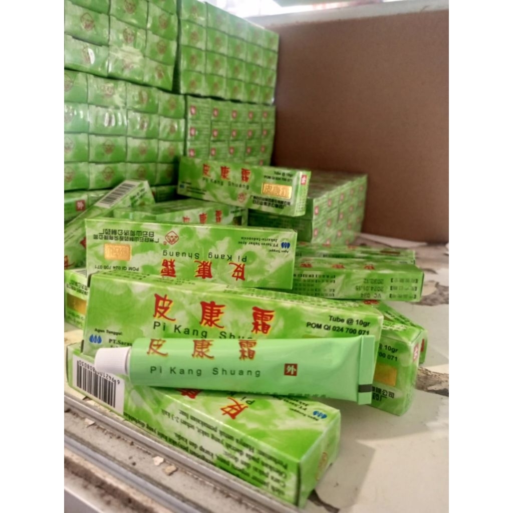 Pi Kang Shuang Hijau Original PT Saras Subur Ayoe - Salep Jamur Kurap Panu Kudis Gatal Kulit 10gr