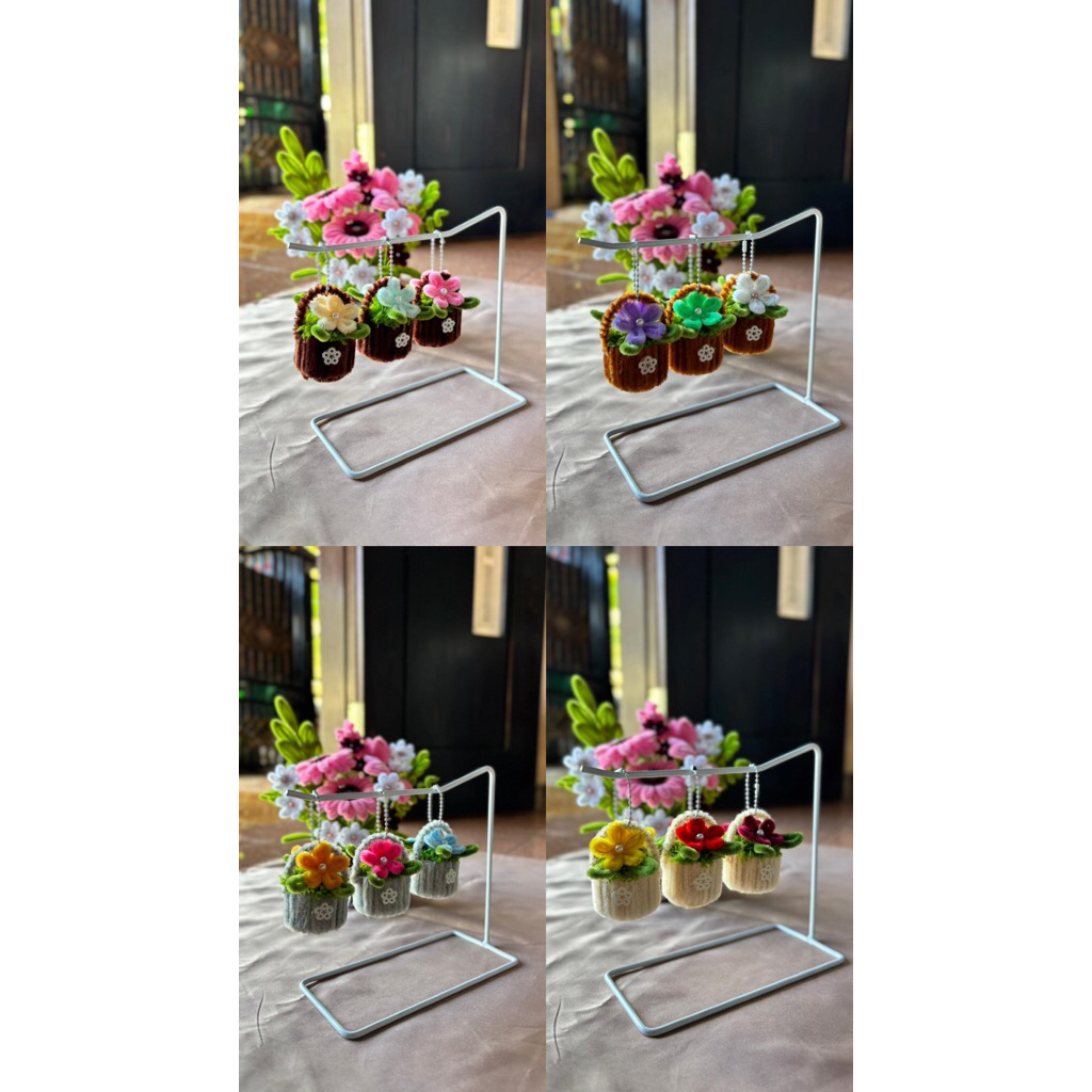 Gantungan Kunci/Keychain Bunga Keranjang mini-Ganci Kawat Bulu by HarpaCraft-Ganci Gemas/keychain/ba