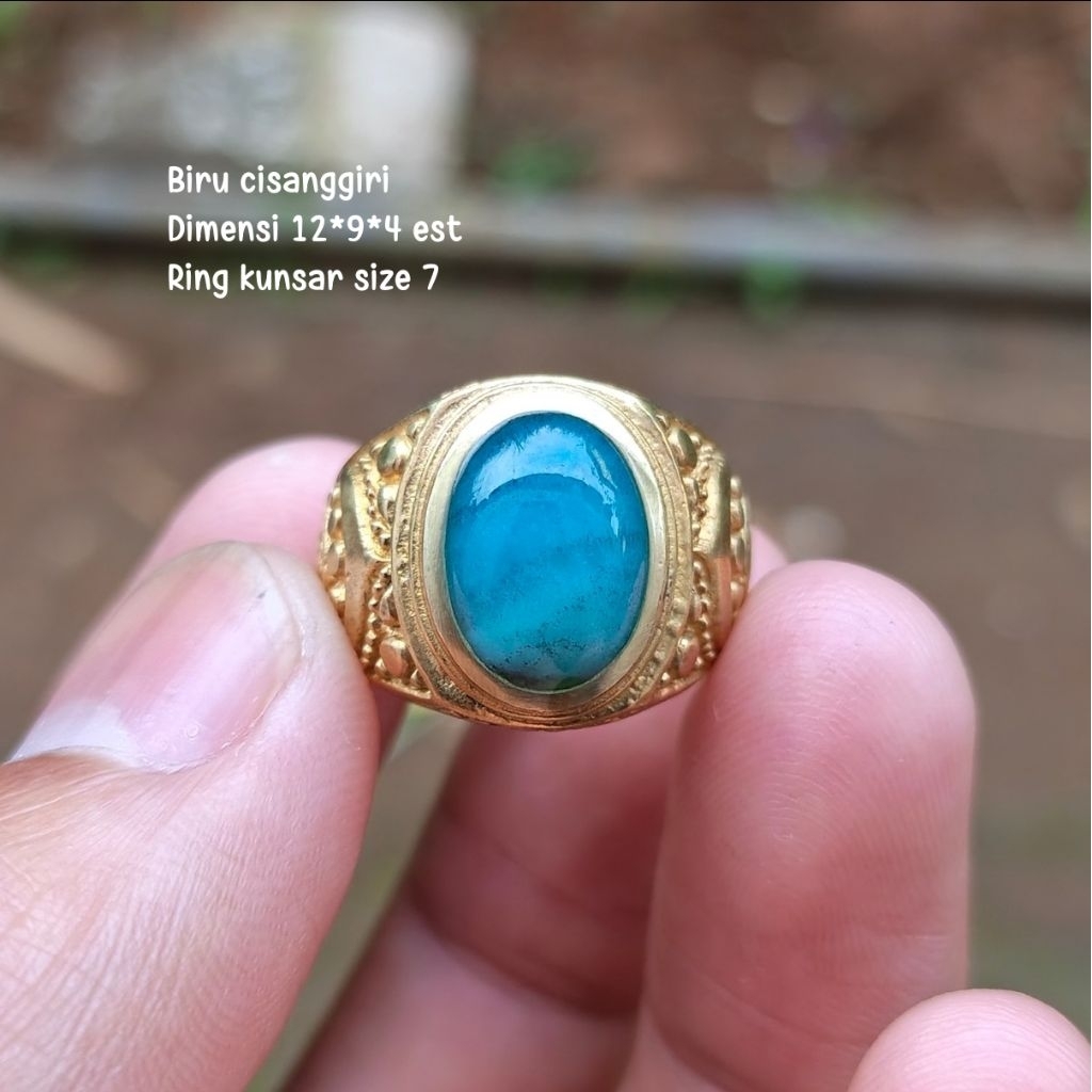 (TERMURAH) Cincin Batu Akik Biru garut cisanggiri, ukuran small