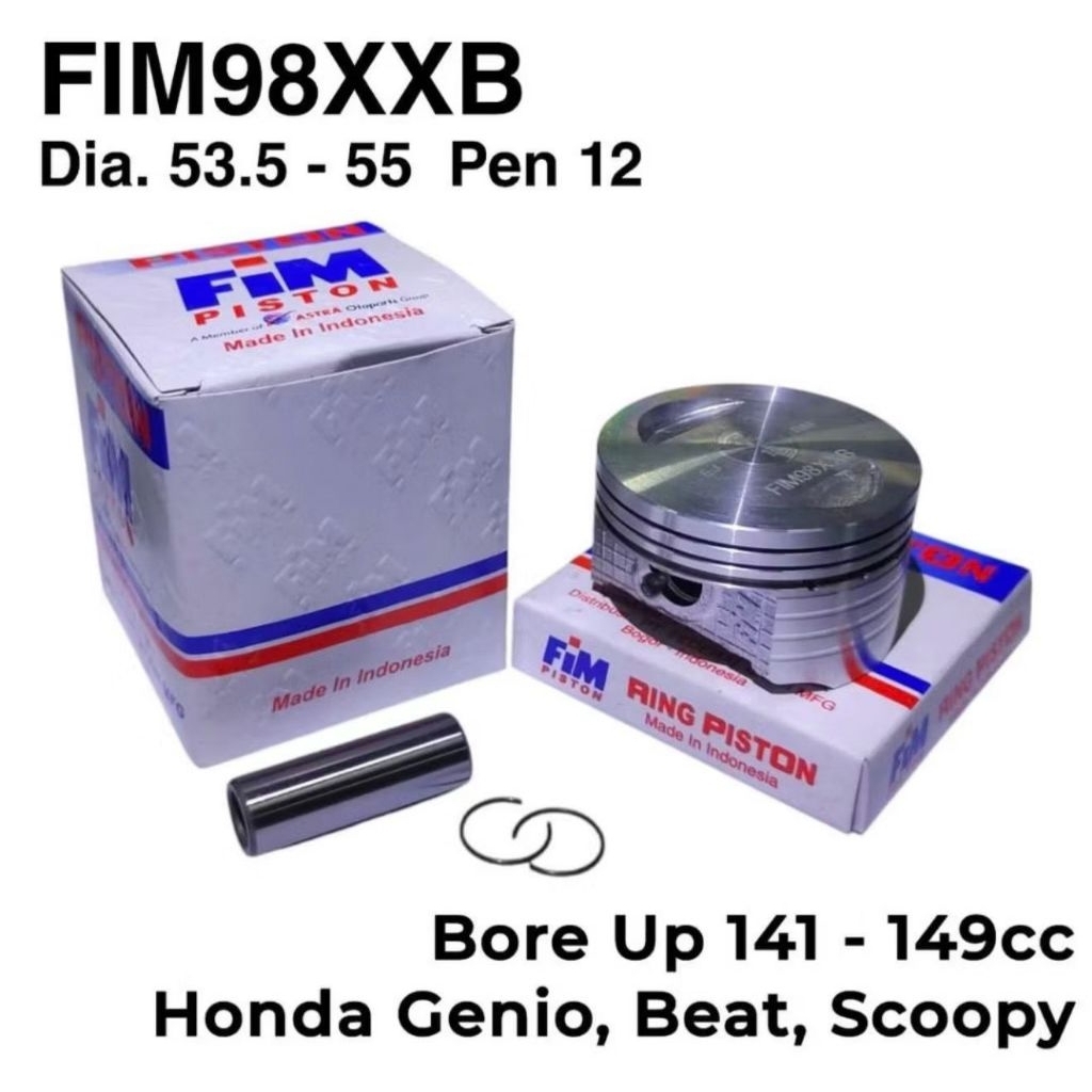PISTON SET FIM 98 XXB BORE UP honda Genio Beat deluxe Scoopy Pen 12 all new beat LED Scoopy FI ESP 2