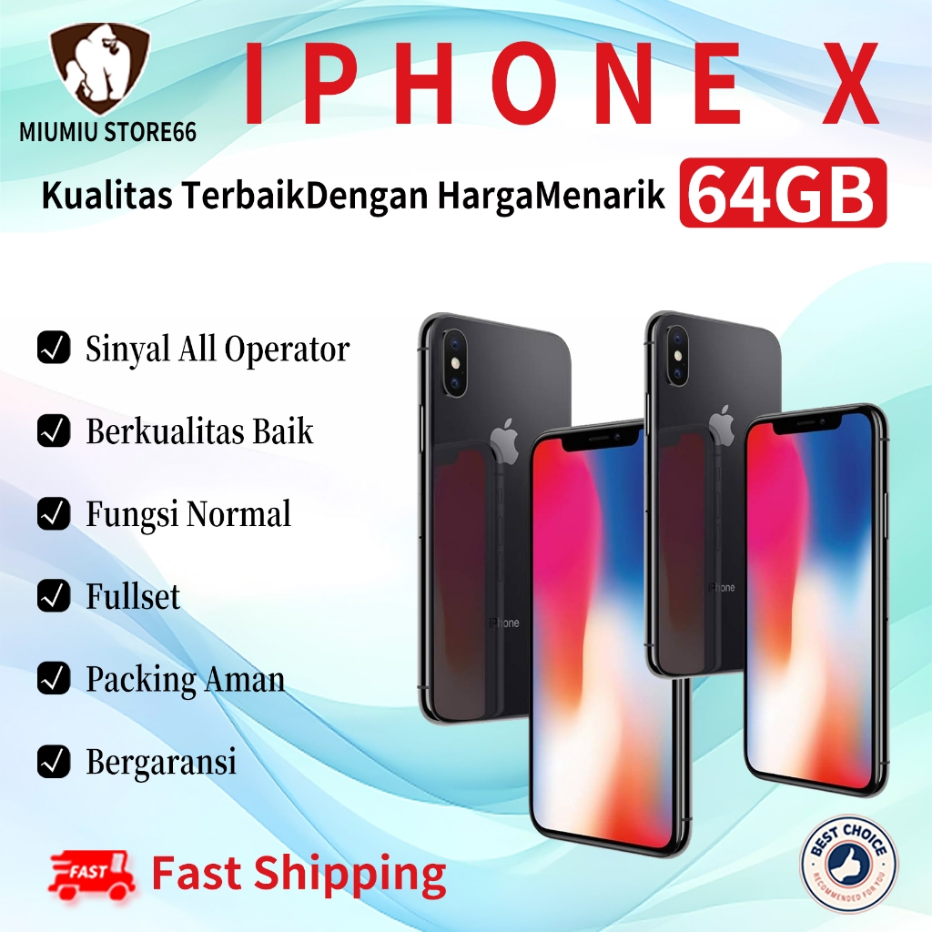 iPhone X 64GB Fullset Second/Bekas Original100% INTER Mulus Normal Perfect Kondisi Like New Phone