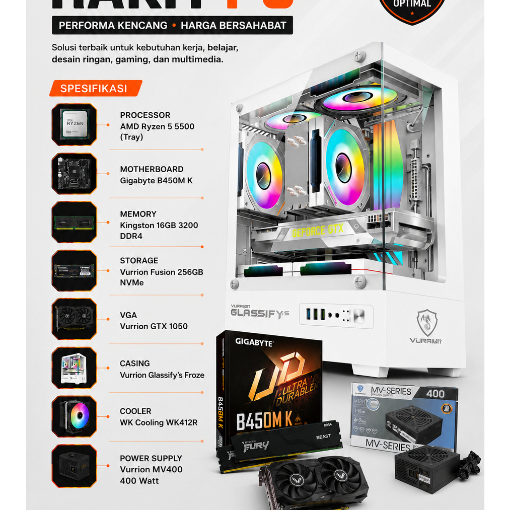 Paket rakit PC AMD Ryzen 5 5500 Tray
