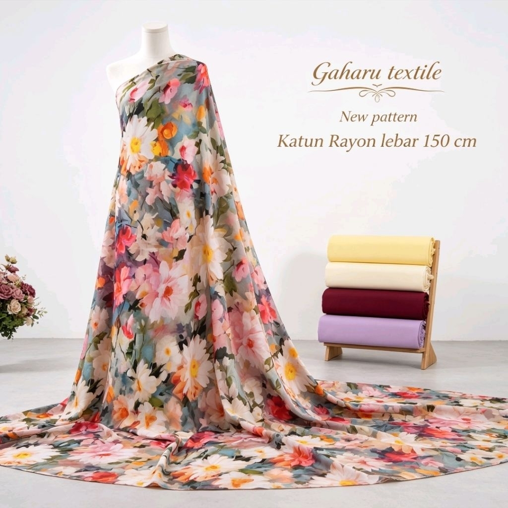 bahan katun rayon viscose - rayon motif - rayon viscose meteran (CTK)