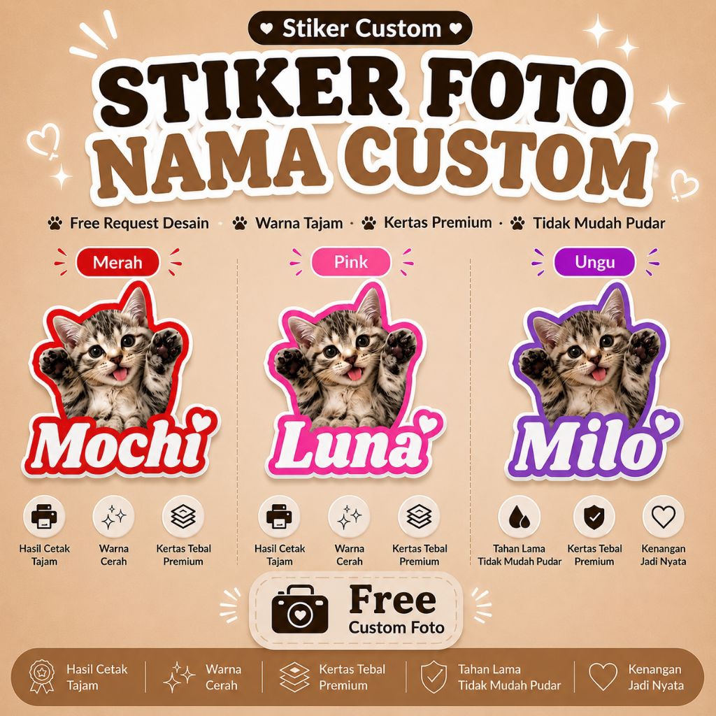 Stiker Foto Nama Custom Aesthetic
