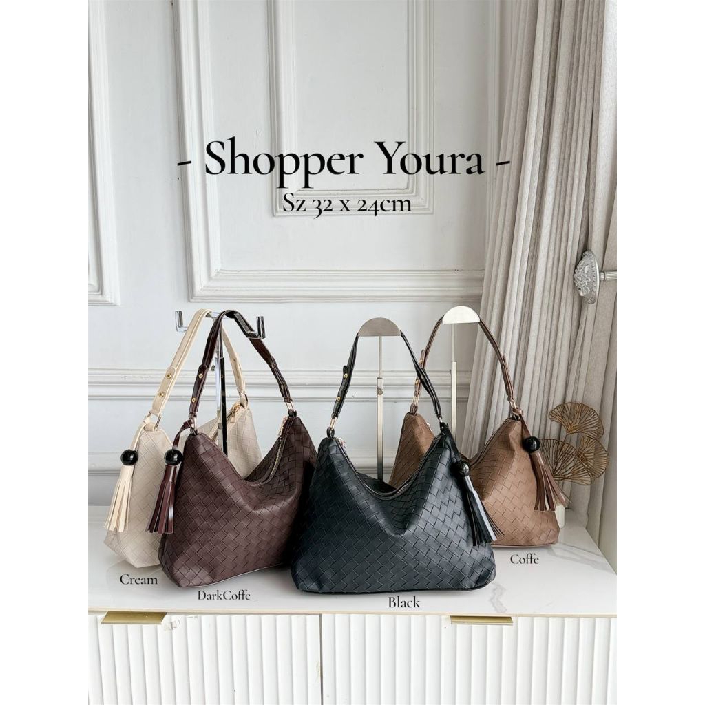 Shopper Youra Bag | Tas Shopper Anyam Premium Wanita Tote Bag