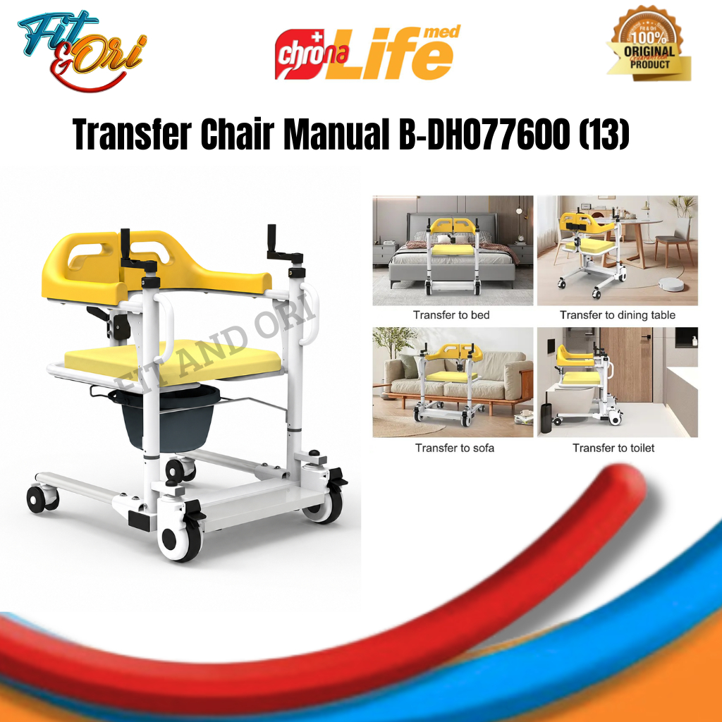 CHRONALIFEMED Kursi Roda Transfer Pasien Semi Hidrolik / Commode Chair Transfer Chair Chronalife / K