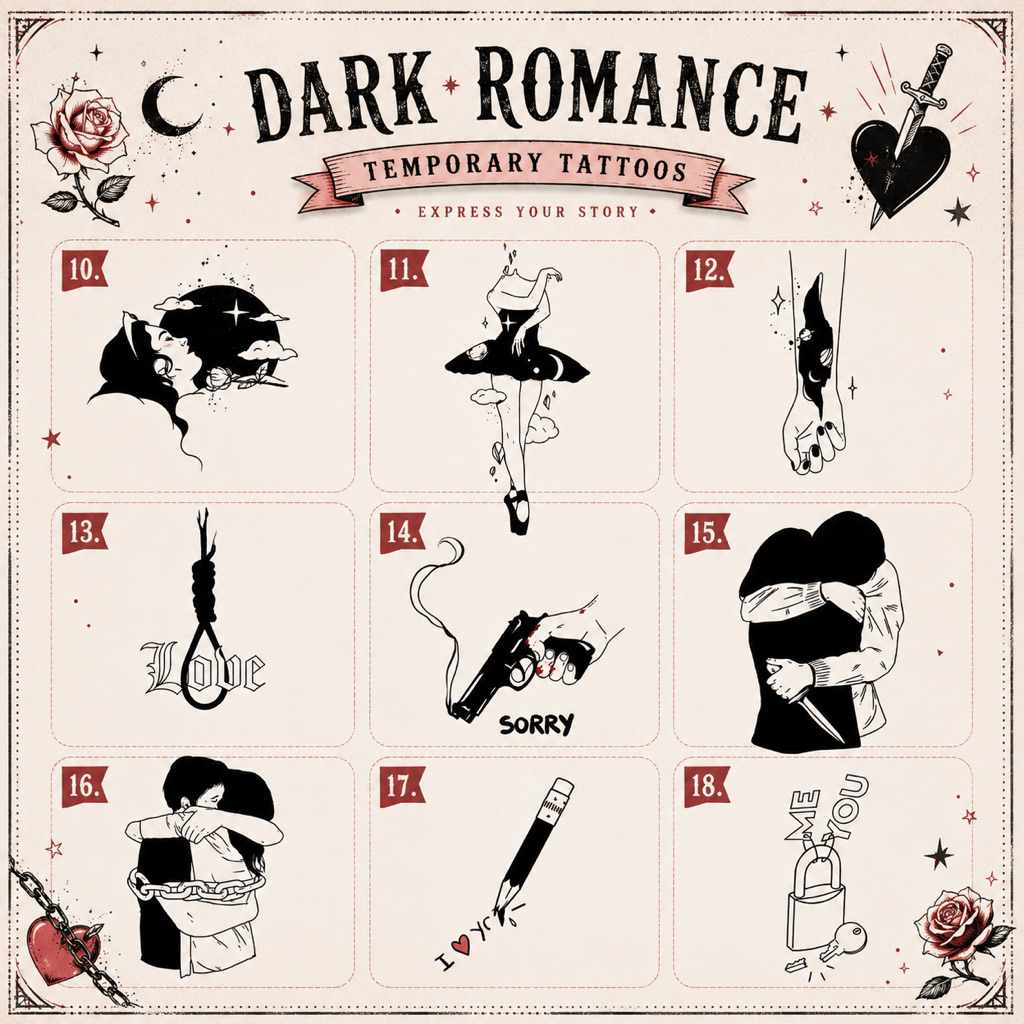 ST17 - STICKY TATTOO TEMPORARY TATO TEMPORER COUPLE PASANGAN SEDIH SAD