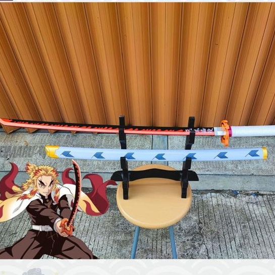Mira- Replika Mainan Katana Berbahan Kayu Model Character Kyojuro Rengoku Anime Kimetsu No Yaiba -