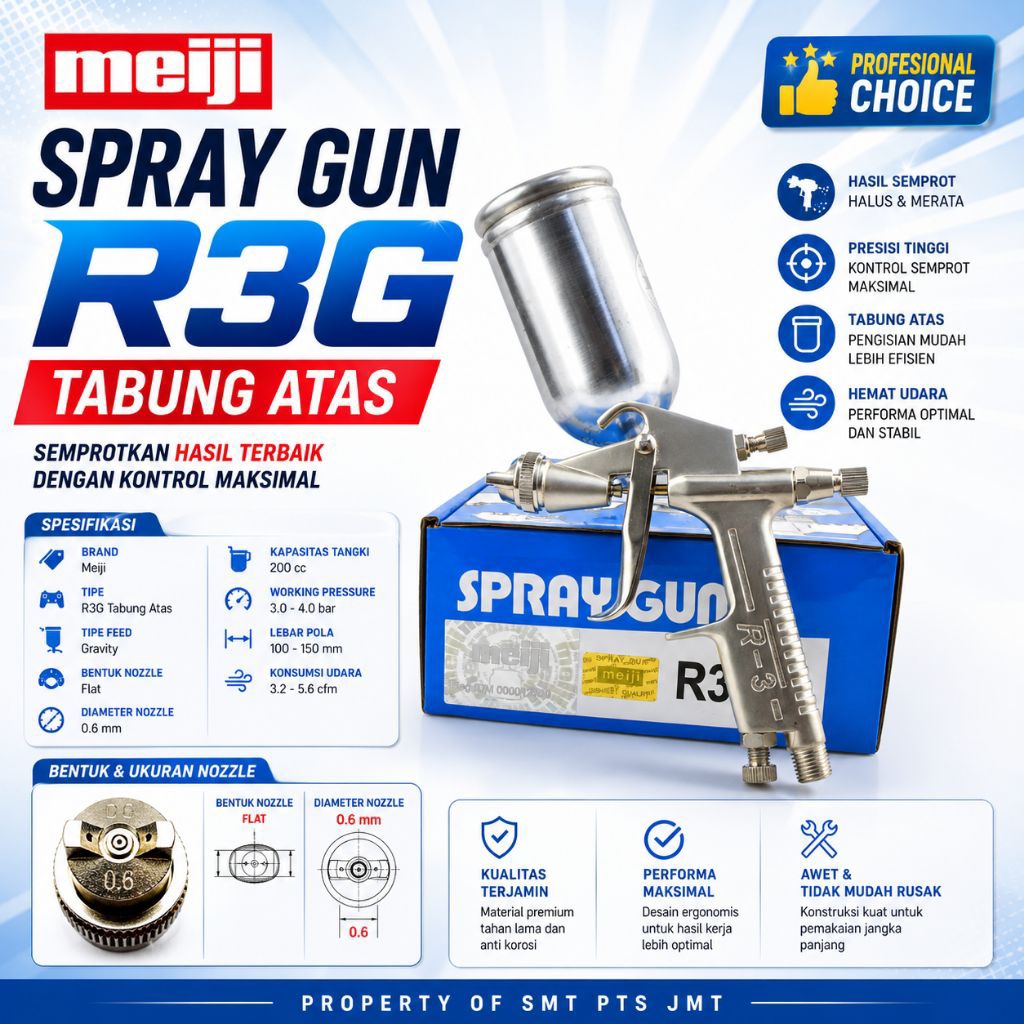 Spray gun Meiji R3G tabung atas K3 asli Taiwan paint gun
