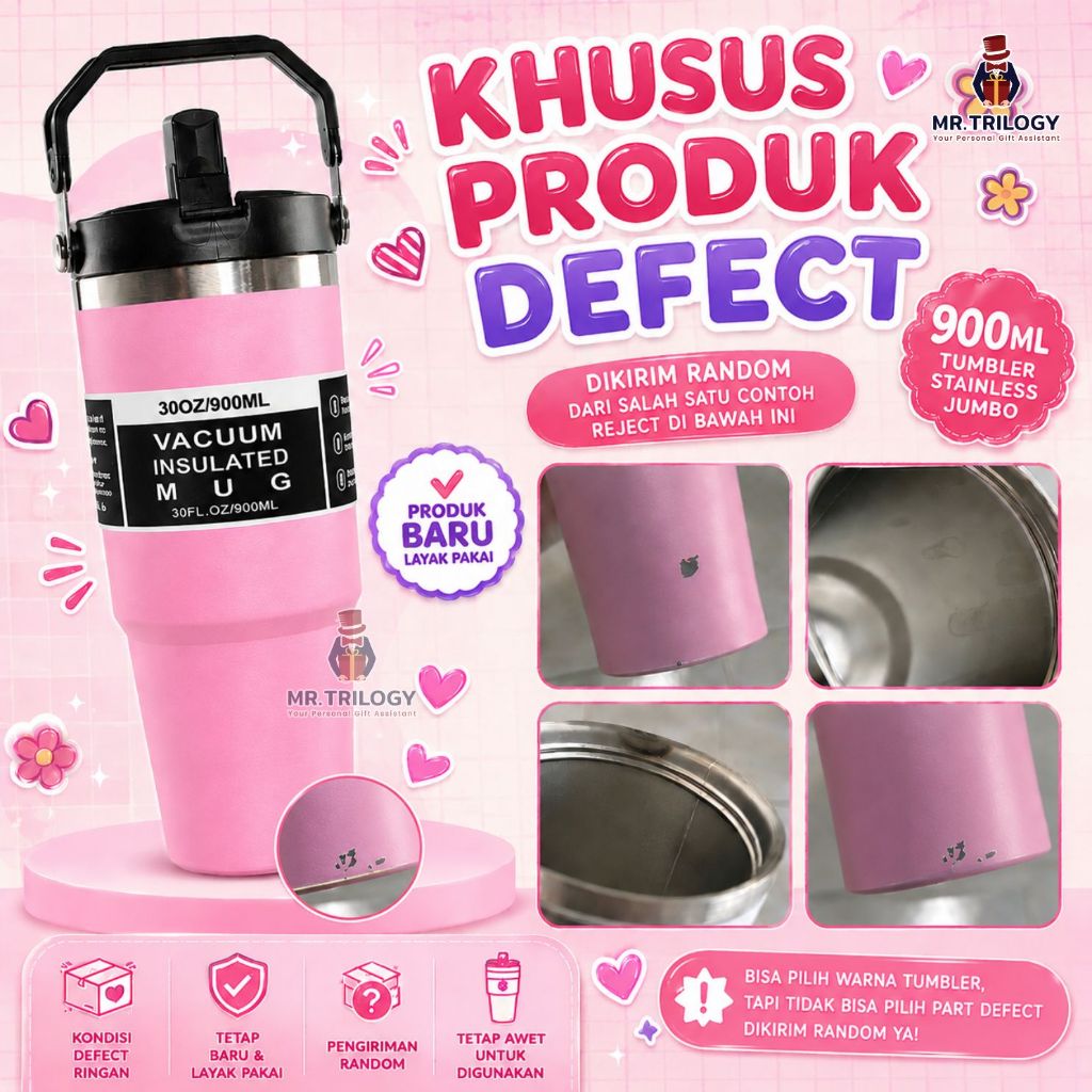 REJECT Tumbler Vacuum Stainless Steel Handle 900ML Barang Baru Kondisi Rijek Dari Pabrik Tahan Panas