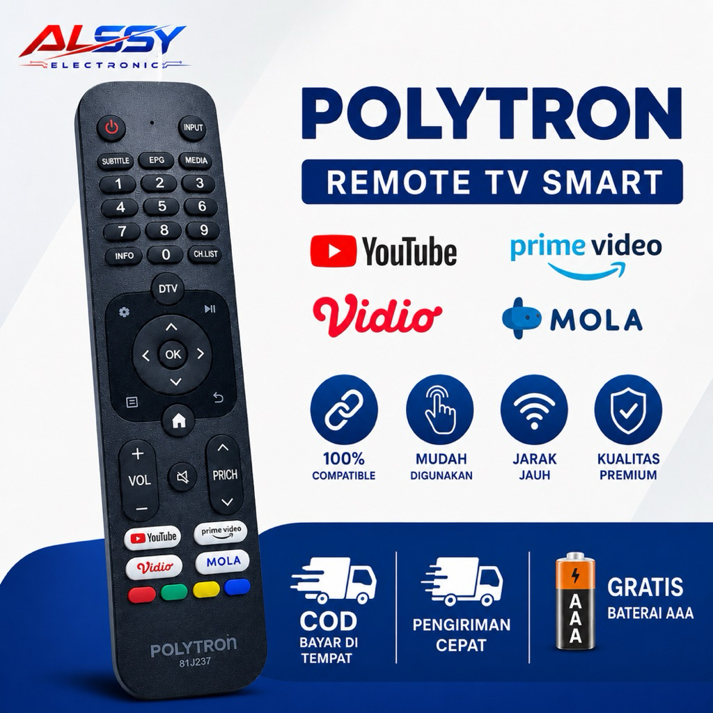 polytron remot smart tv android 81j237 pld24cv 32cv 40cv 43cv remote tv lcd led polytron