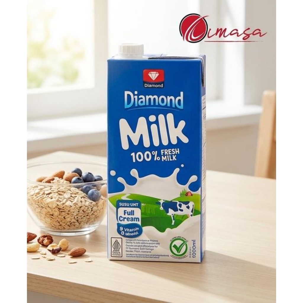 Diamond Milk UHT Full Cream 1000ml/1Liter-Susu Segar Cair Siap Minum Premium