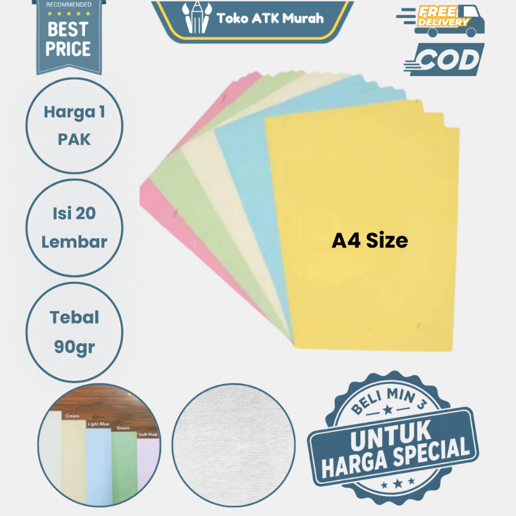 Kertas Concorde Tipis 90gr A4 ( 20 Lembar ) Kertas Kop Surat Letterhead Textured