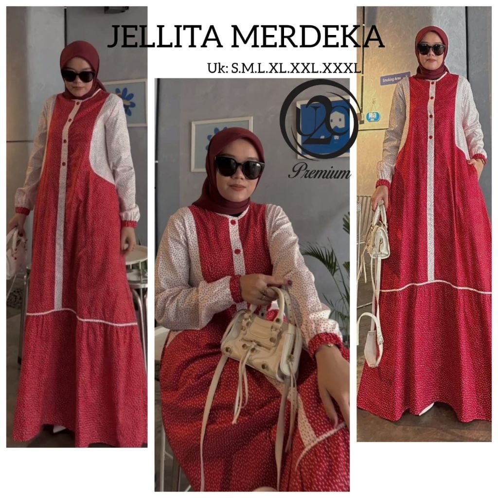 JELLITA MERDEKA PREMIUM DRESS BY U2C GAMIS KEMERDEKAAN MERAH PUTIH