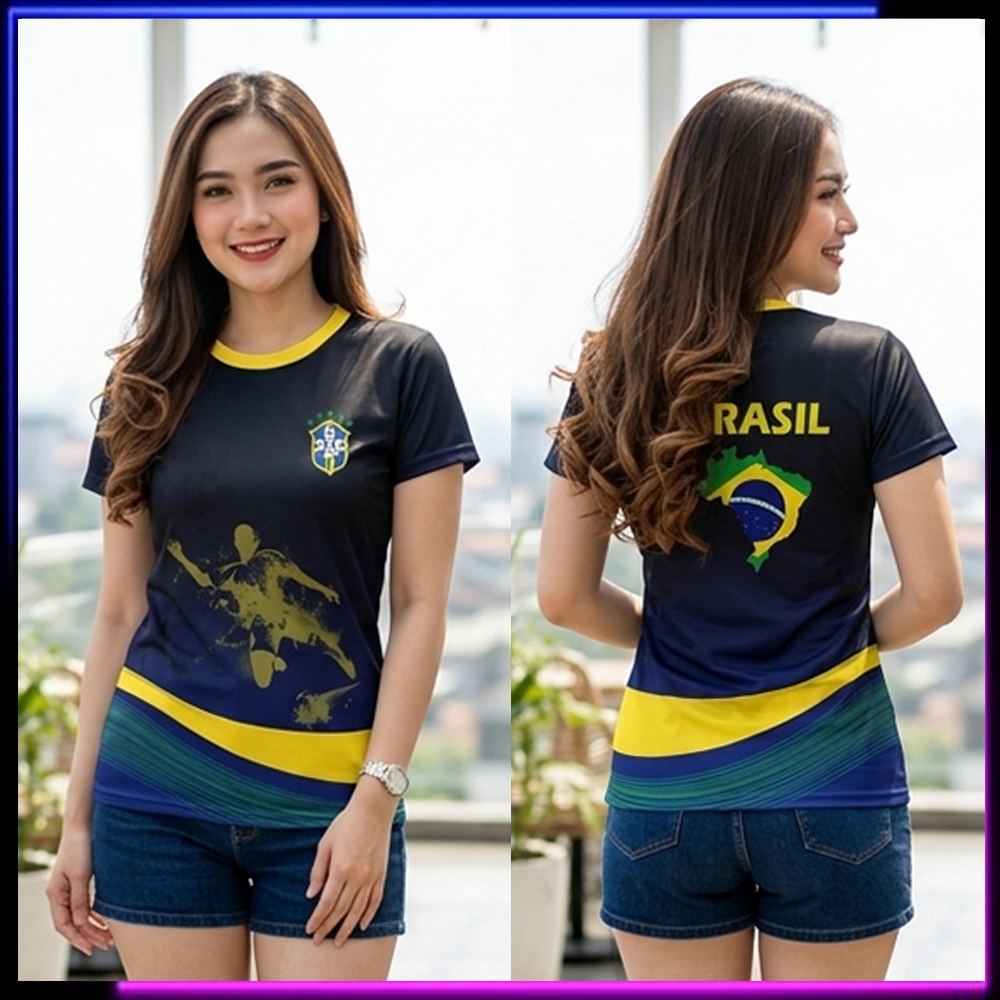 Baju BRASIL / Kaos Jersey BRASIL Wanita Lengan Pendek / Kaos BRASIL