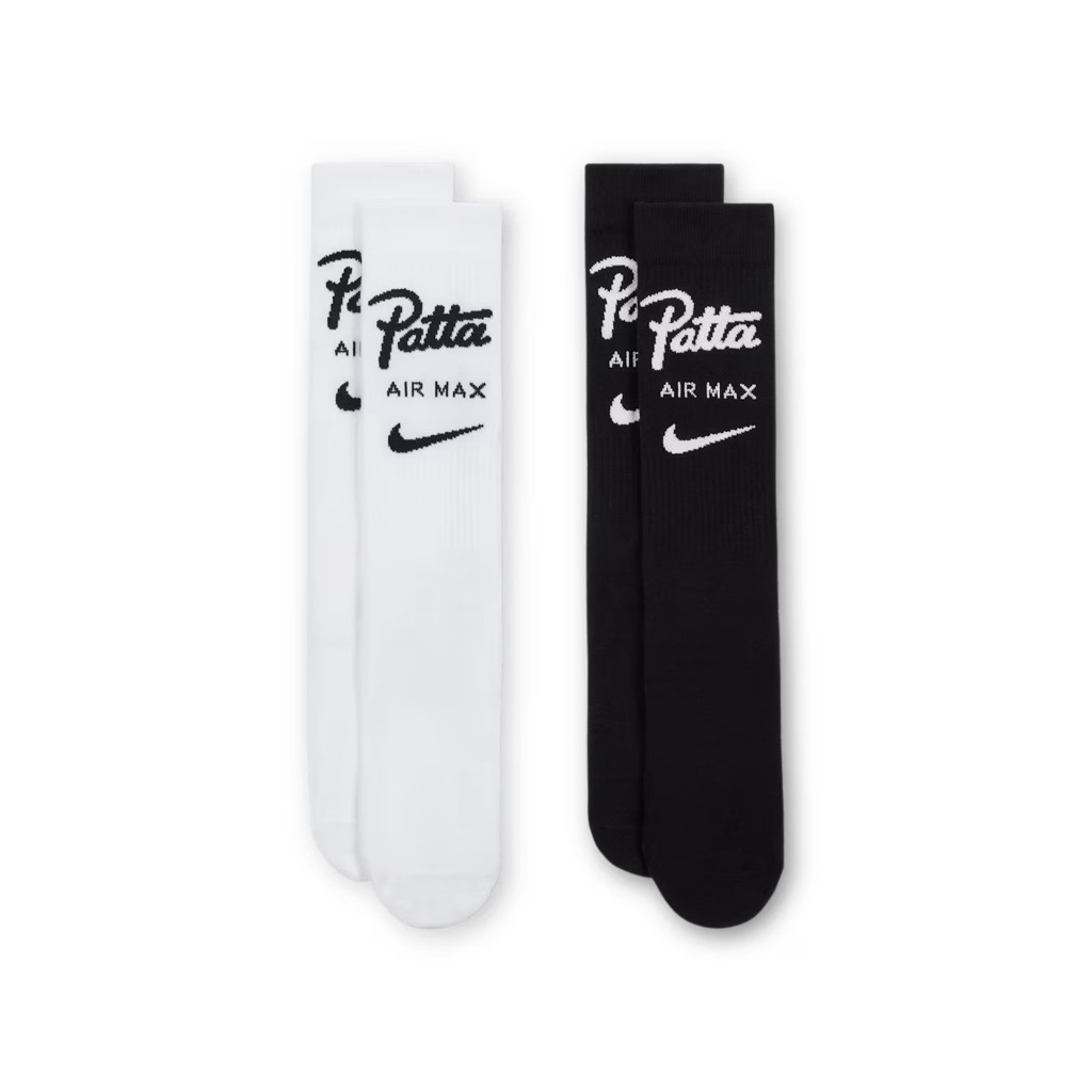 SOCKS NIKE AIR MAX X PATTA 2 PACK BLACK & WHITE - HM8339-900 | KAUS KAKI NIKE X PATTA