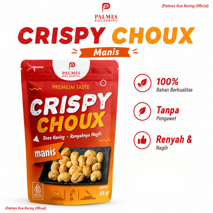 PALMES - Crispy Choux Manis 65 gr - Soes Kering Manis - Khas Pekalongan