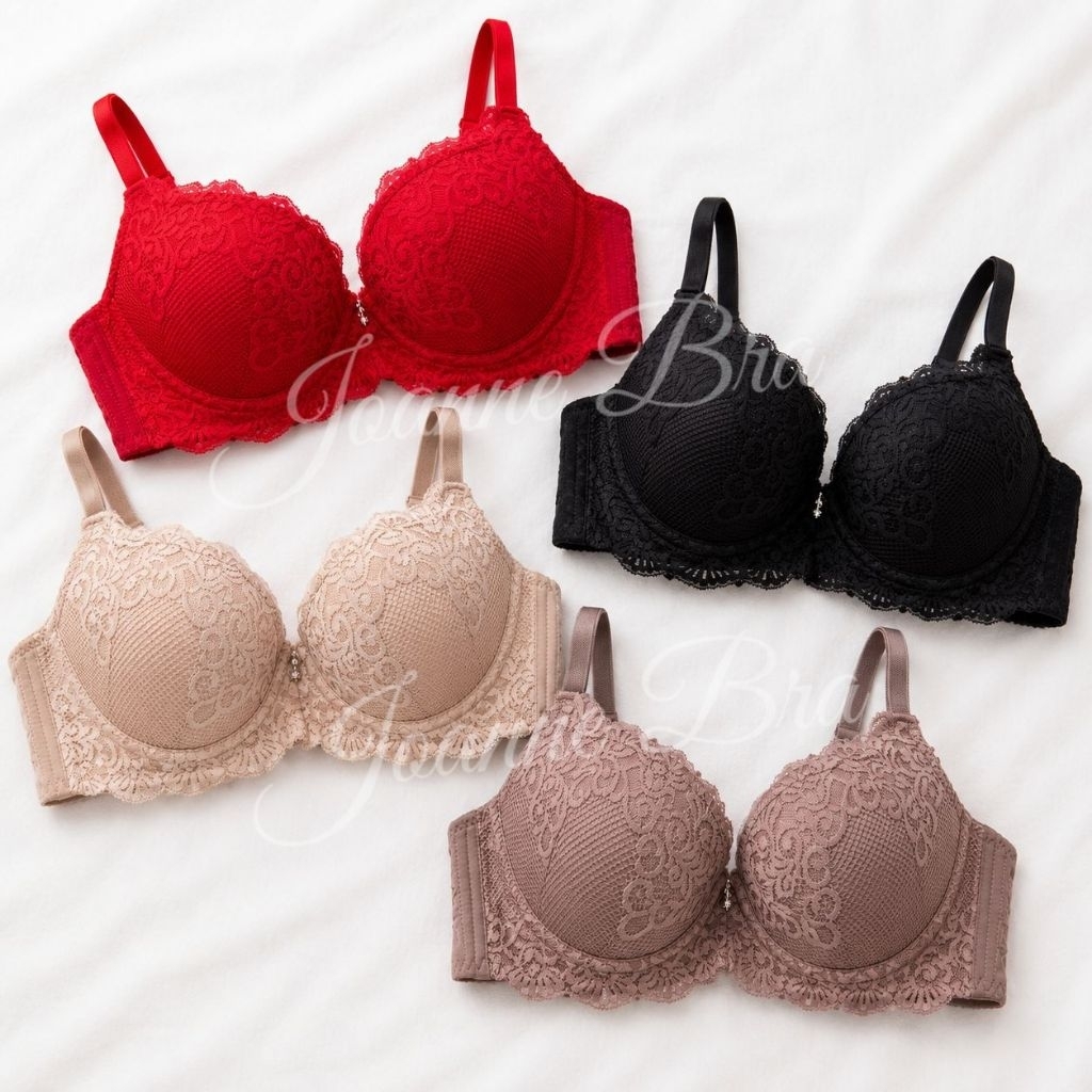 Elena Bra Berkawat BH Cup D Besar E 24558 - 38D-44D - Bra Busa Tipis Brukat Kait 3 Jumbo