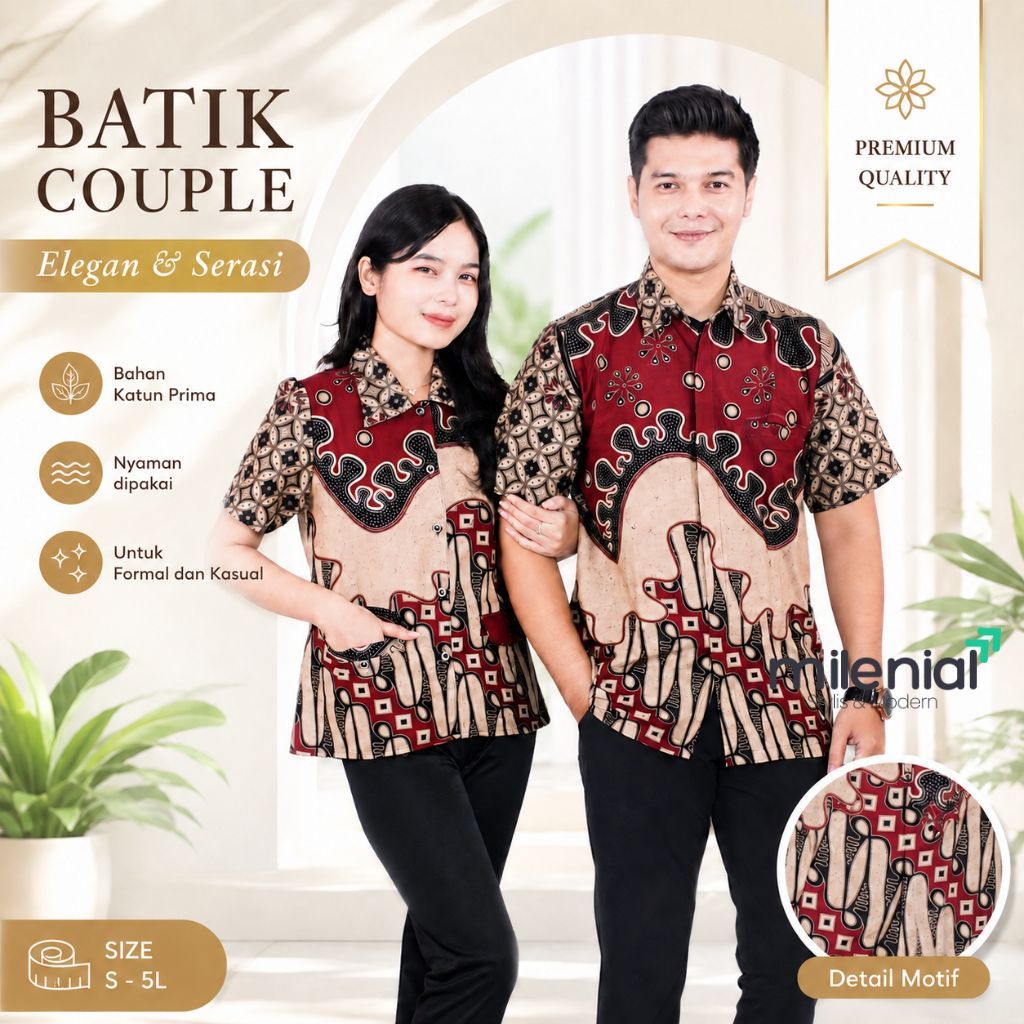 Batik Couple Modern Kemeja Pria & Blouse Atasan Wanita kekinian - Milenial PARADISE