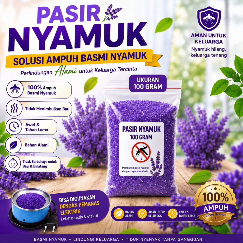 Pasir Obat Nyamuk Original REFILL OBAT NYAMUK ELEKTRIK PASIR AJAIB 100 GRAM SERBUK LAVENDER ISI ULAN
