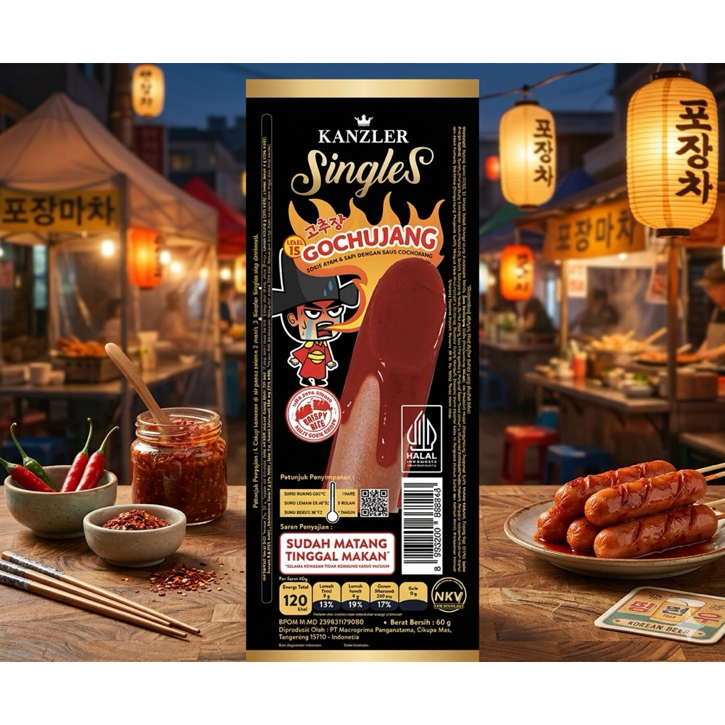 (1BOX isi 12 pcs) Kanzler Singles Sosis Gochujang 60G