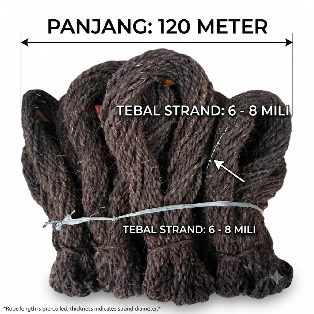 Tali Ijuk Hitam Asli - Tali Gazebo Tahan Air & Awet untuk Pengikat Bambu