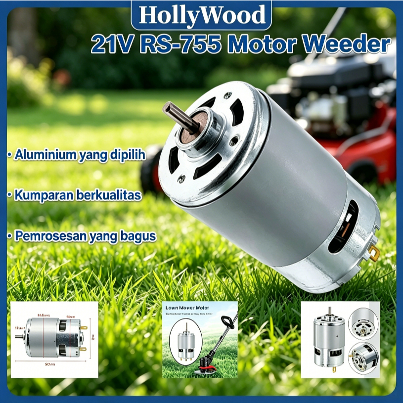 Dinamo DC Motor RS-755 755 21V High Speed Torsi Besar Mesin Potong Rumput Lawn Mower Fan Motor DC Po
