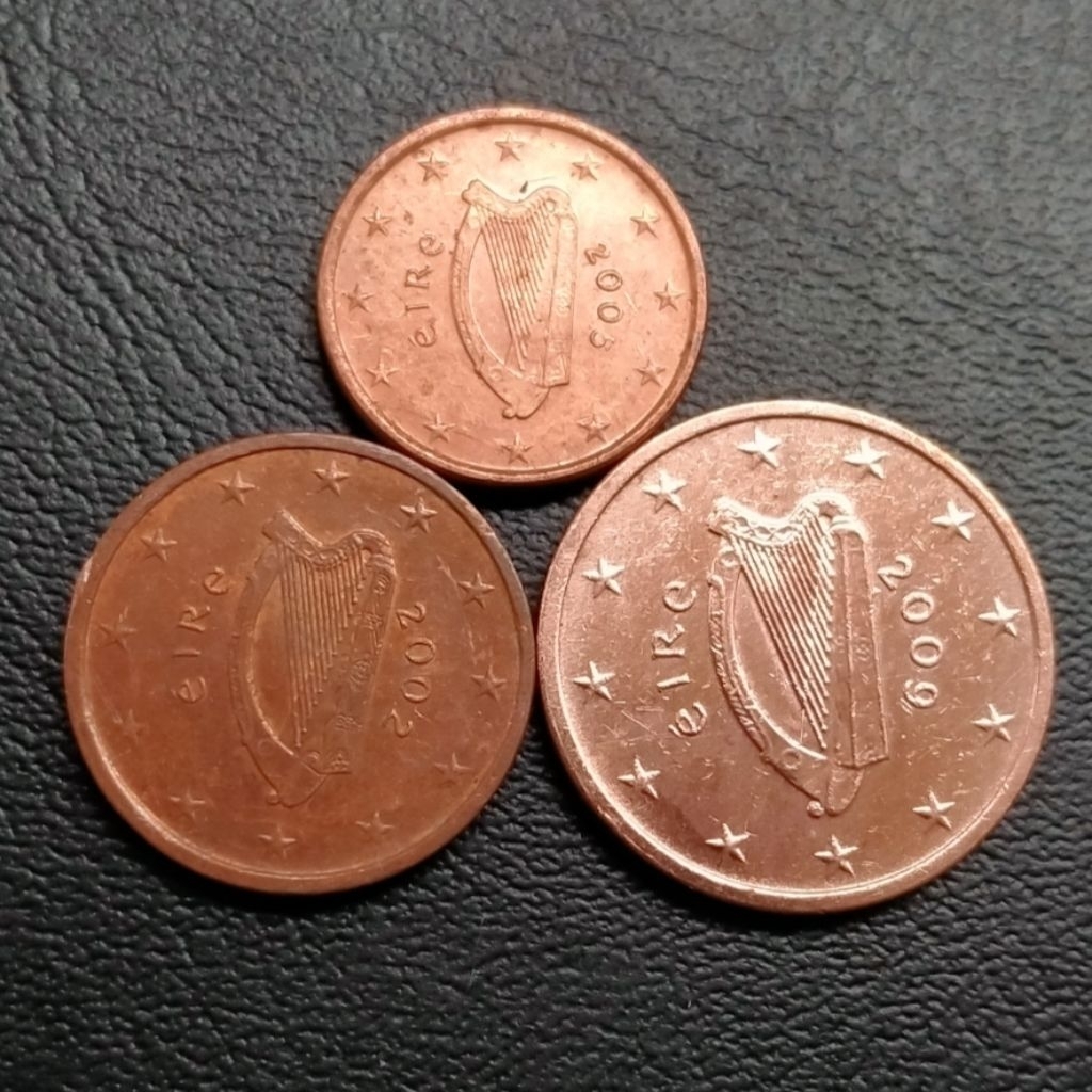 Set Koin Asing Irlandia euro cent 1 - 2 - 5 cents 3 keping