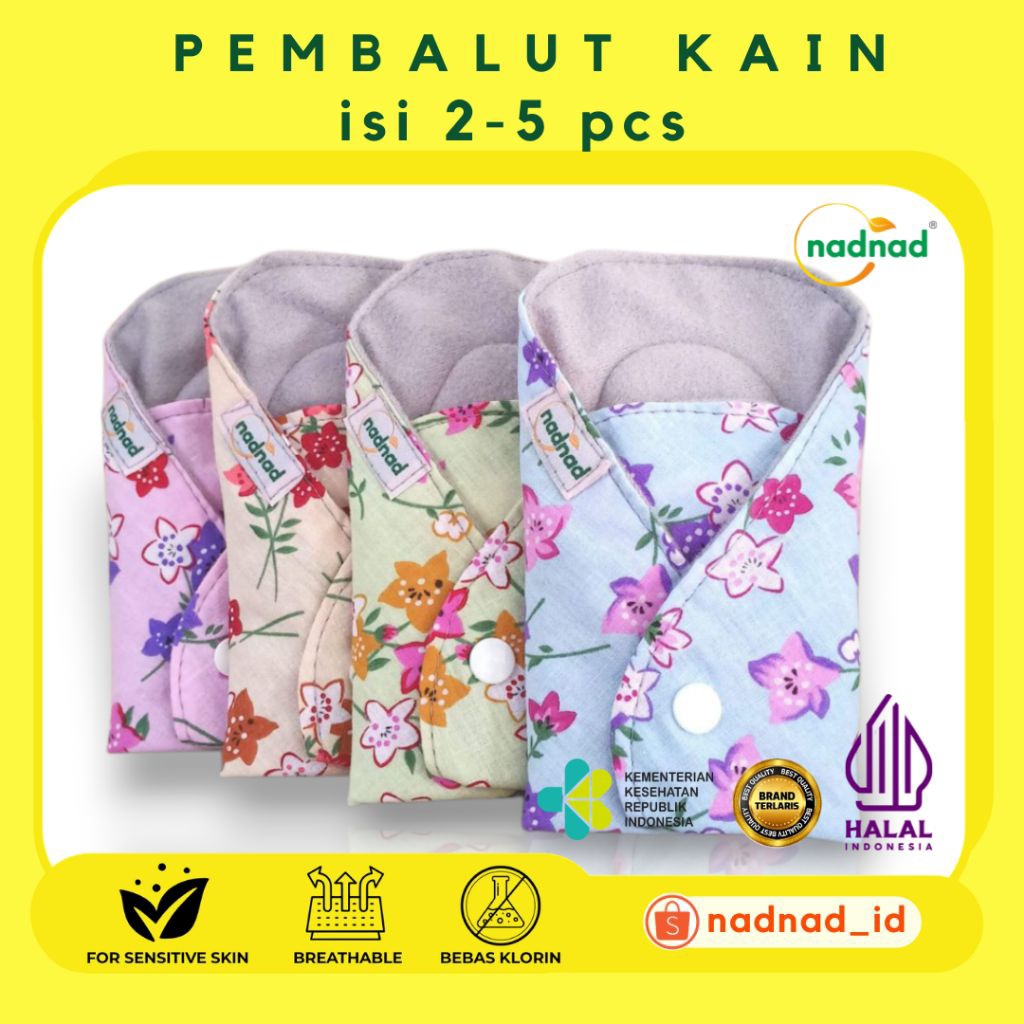 NADNAD Menspad Pembalut Kain Wanita Cuci Ulang Premium Original Night Alami Sayap