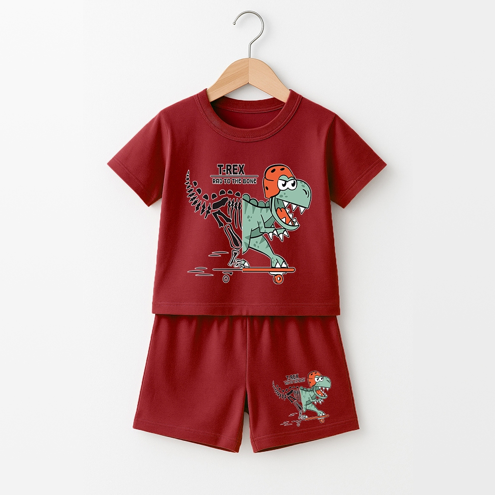 Stelan Anak Gambar Dino Trex Laki-Laki Lengan Pendek Jumbo G-1058
