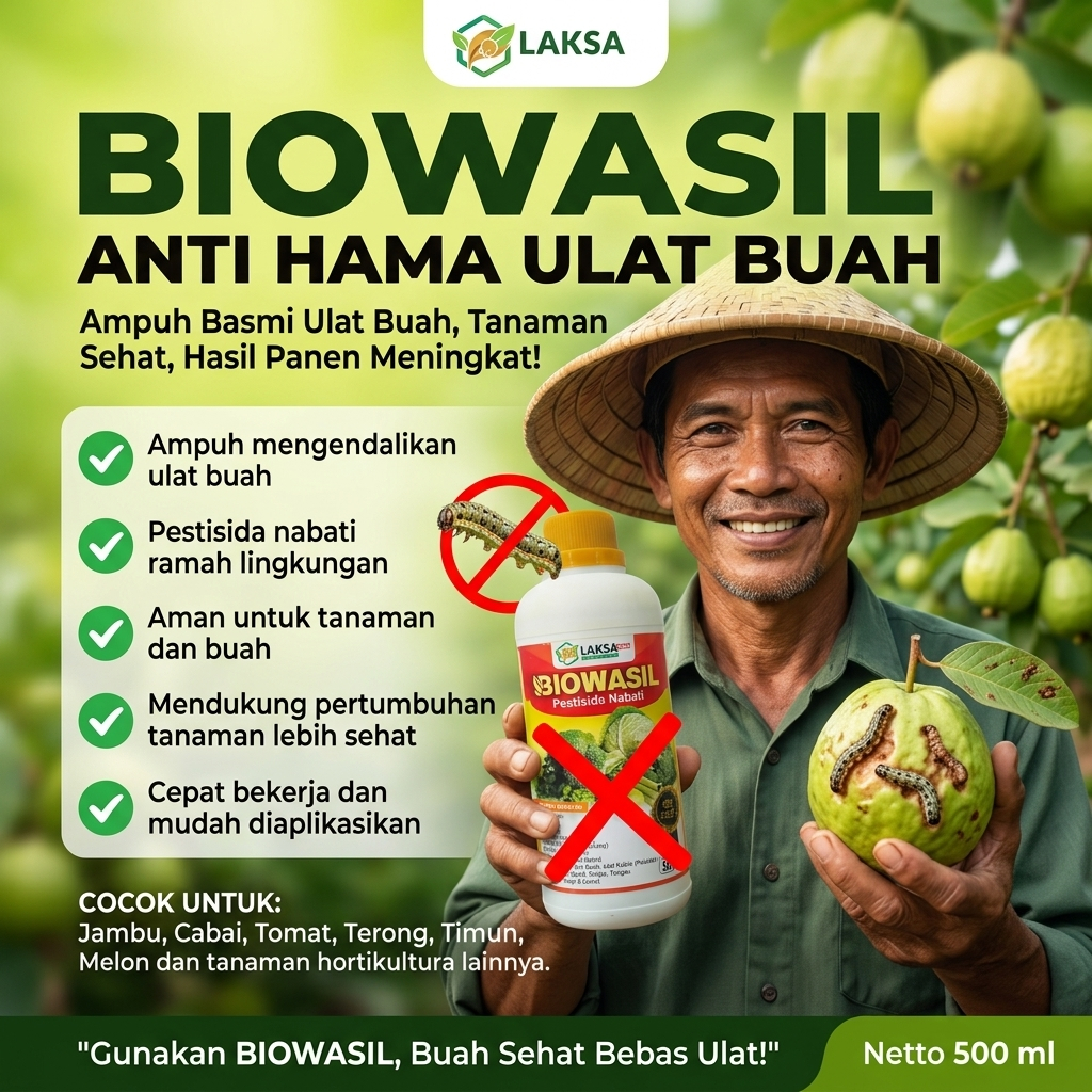 BIOWASIL Pestisida Nabati 500ml Obat Hama Lalat Buah Paling Ampuh Pembasmi Ulat Kutu Daun Wereng Thr