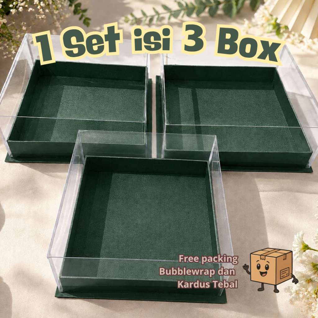 BOX HANTARAN KUE POLOS SET ISI 3 // HARDBOX MIKA POLOS // BOX HAMPERS POLOS