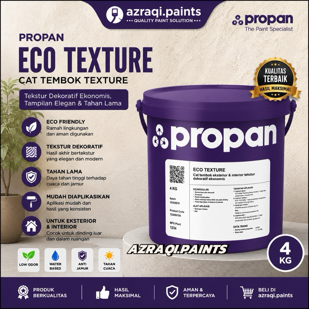 PROPAN ECO TEXTURE CAT TEXSTURE DINDING EXTERIOR DAN INTERIOR ( 4 KG ) GALON