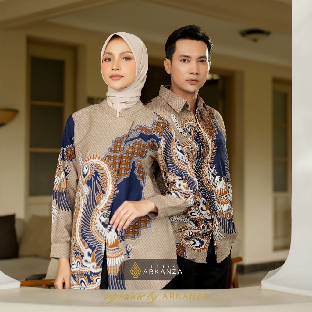 Arkanza Signature Sarimbit Batik Couple Motif Chandraprana Blouse Wanita Kemeja Pria Pasangan Keluar