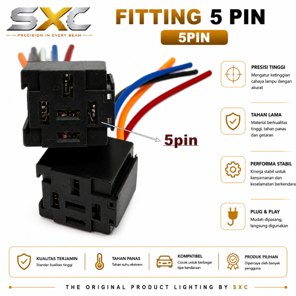 SOCKET RELAY GANDENG + KABEL RUMAH RELAY 4 KAKI FITTING RELAY KLAKSON LAMPU 5 KAKI SOCKET FITTING 4/