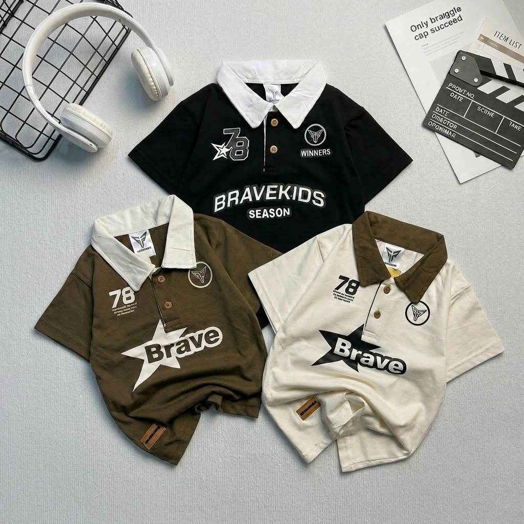 BRAVEKIDS FASHION - KAOS RUGBY TEES KATUN 24s SETELAN ANAK UMUR 1-5 TAHUN T SHIRT KAOS DAN CELANA CO