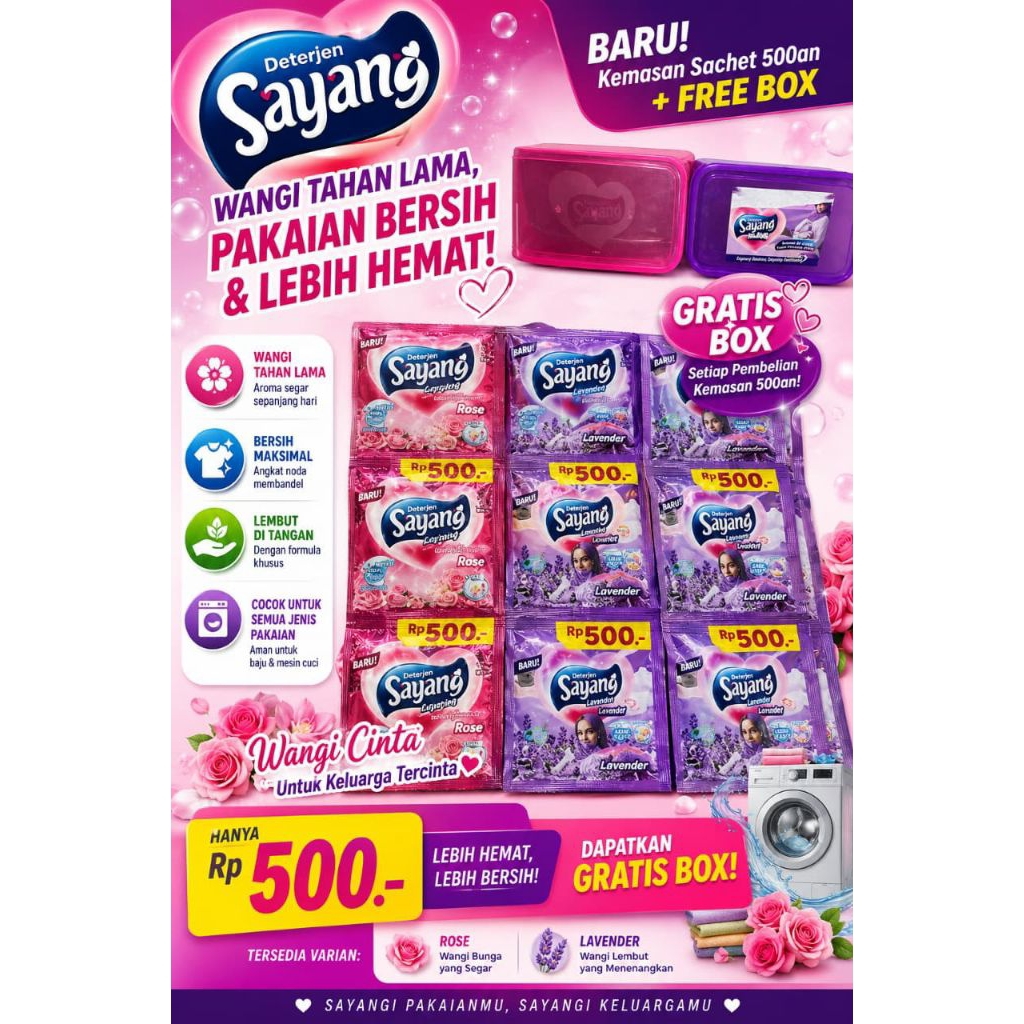 detergen sayang sachet free tepak makan