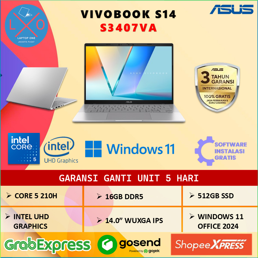 Asus Vivobook S14 S3407VA Intel i5 210H 16GB 512GB 14.0" WUXGA IPS Windows + OHS - Laptop Office Mur