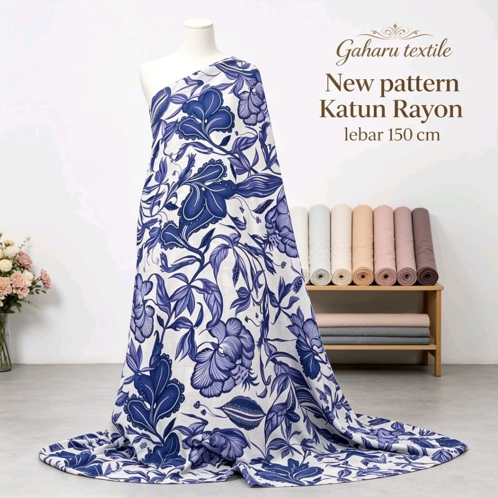 bahan katun rayon viscose - rayon viscose motif beseller - rayon meteran (FTN)