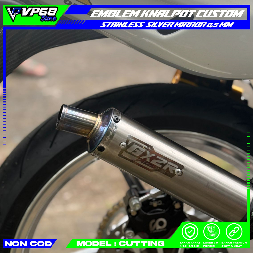 EMBLEM KNALPOT CUSTOM NAMA BRAND || STAINLESS