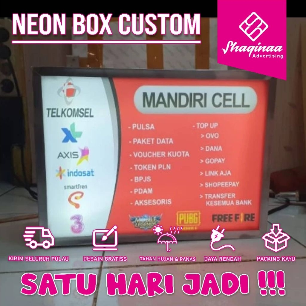 PROMO NEON BOX KONTER TERMURAH ,CUSTOM 2 MUKA AKRILIK