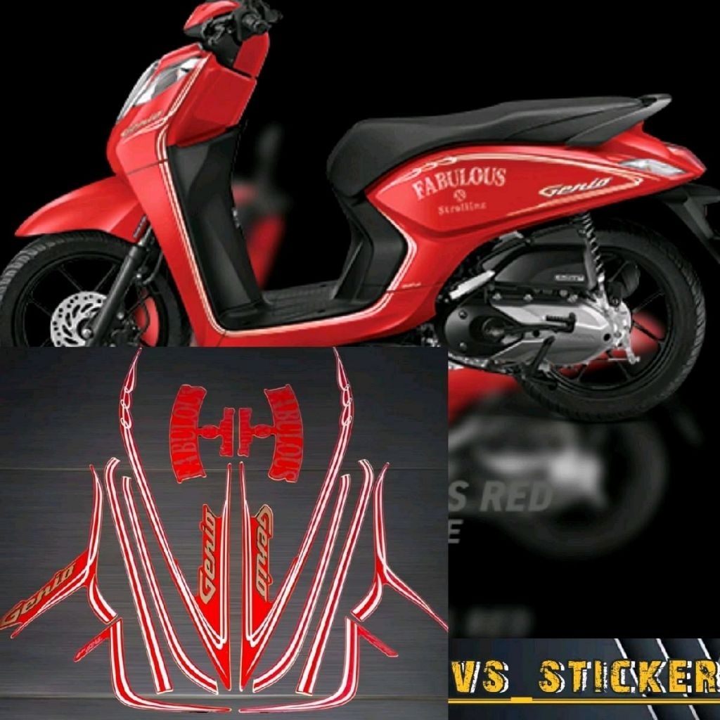 STRIPING STICKER LIST STANDART MOTOR GENIO FABULOUS 2020 MERAH