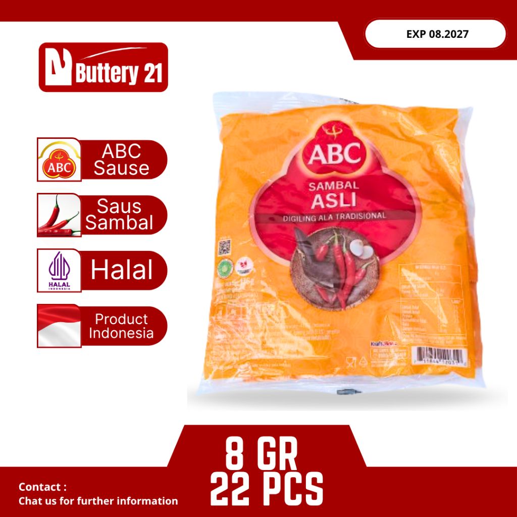 ABC SAMBAL ASLI 22 SACHET X 8 GR/SAUS SAMBAL/SAUS SAHSET/ABS SAUS/SAMBAL ABC