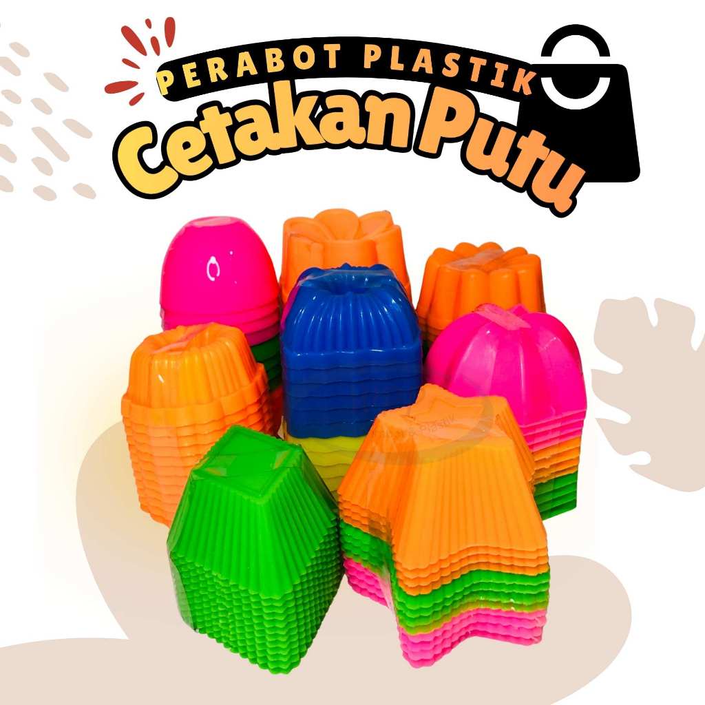 12pcs Cetakan Kue Putu Ayu Puding Bolu Kukus Agar Talam Bentuk Bintang Bunga Bulat Segi Wajik Plasti