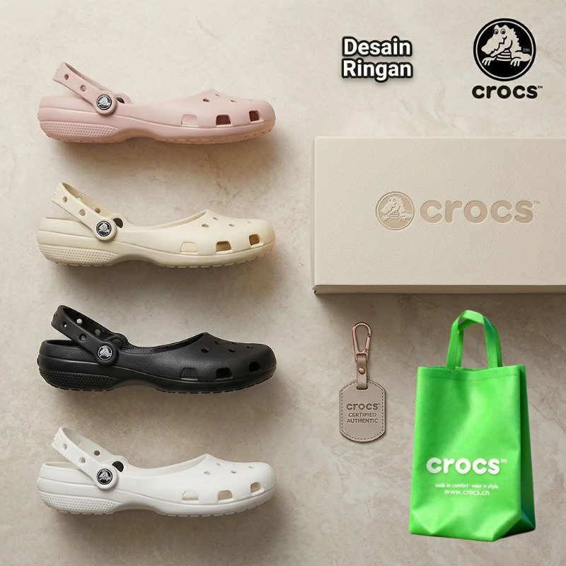 100% ORI Crocs Classic Ballet Clogs / sendal crocs wanita / Crocs Ballet Sandal Sepatu Wanita
