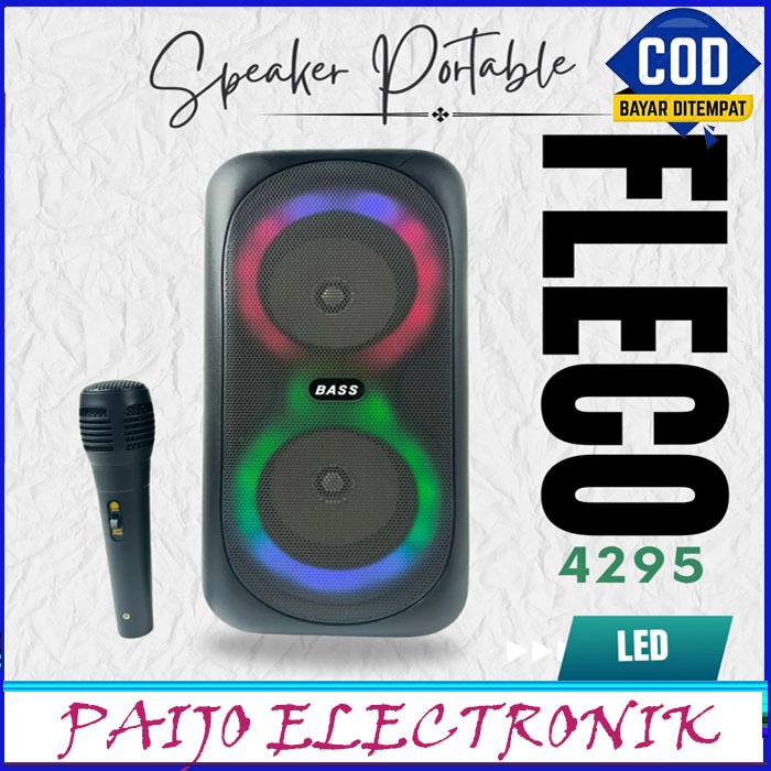 Speaker Portable Bluetooth Wireless Fleco F-4295 4.5inx2 Free Mic