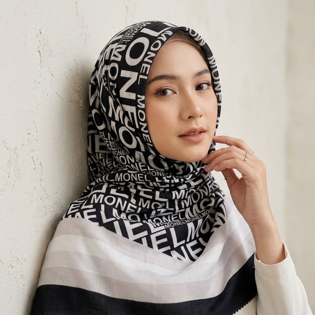 HIJAB VOAL MOTIF MONOGRAM TERBARU BUNGA ADELINE MUSTARD/HIJAB SEGI EMPAT DENAY MOTIF BUNGA/VOAL MOTI