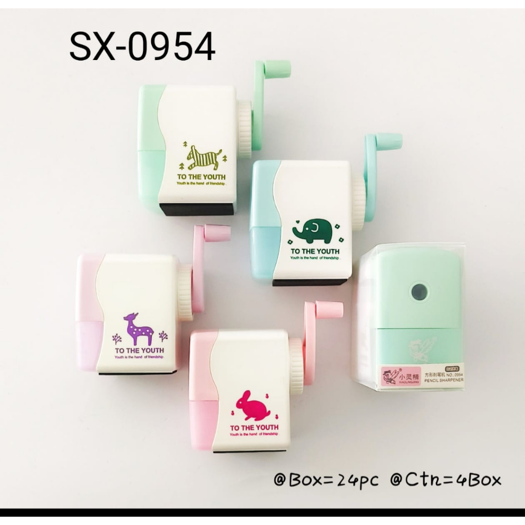 [FREE BUBBLE+DUS] Serutan Rautan Putar Meja Putar Animal Kotak Simple Fancy SX-0954 | Pengserut Shar