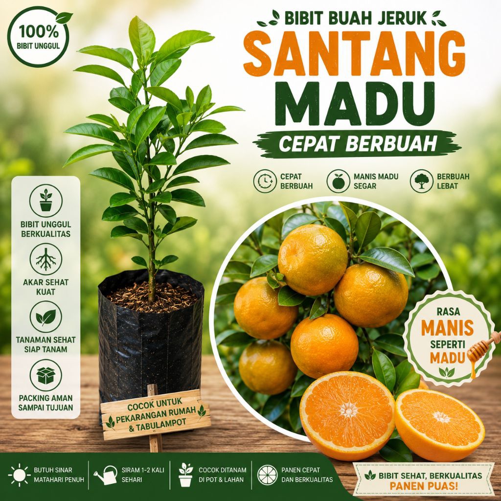 bibit buah jeruk Santang madu cepat berbuah/ bibit jeruk santang/ bibit jeruk santang super manis