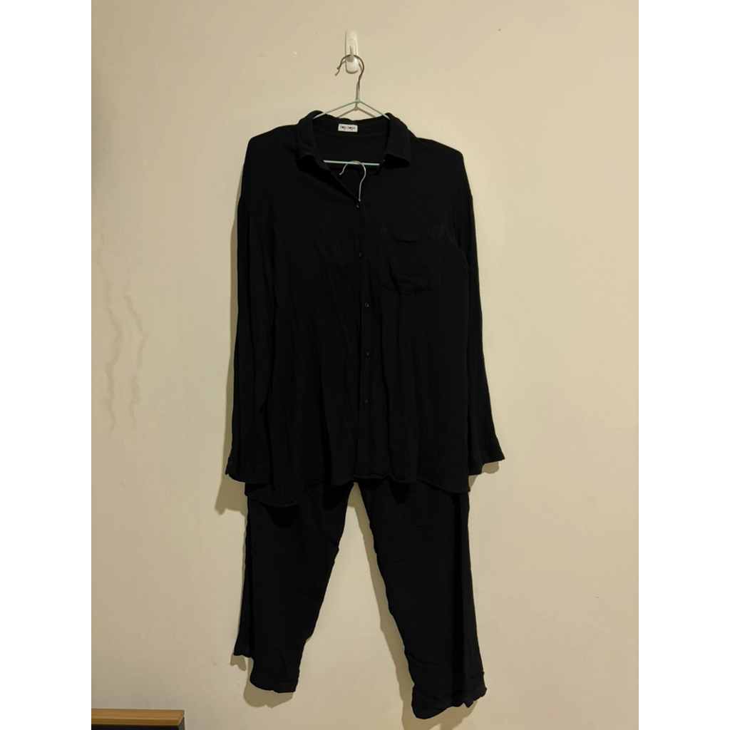 One set black kemeja dan kulot